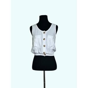 Vince Camuto light blue off shoulder ruffled button blouse size small